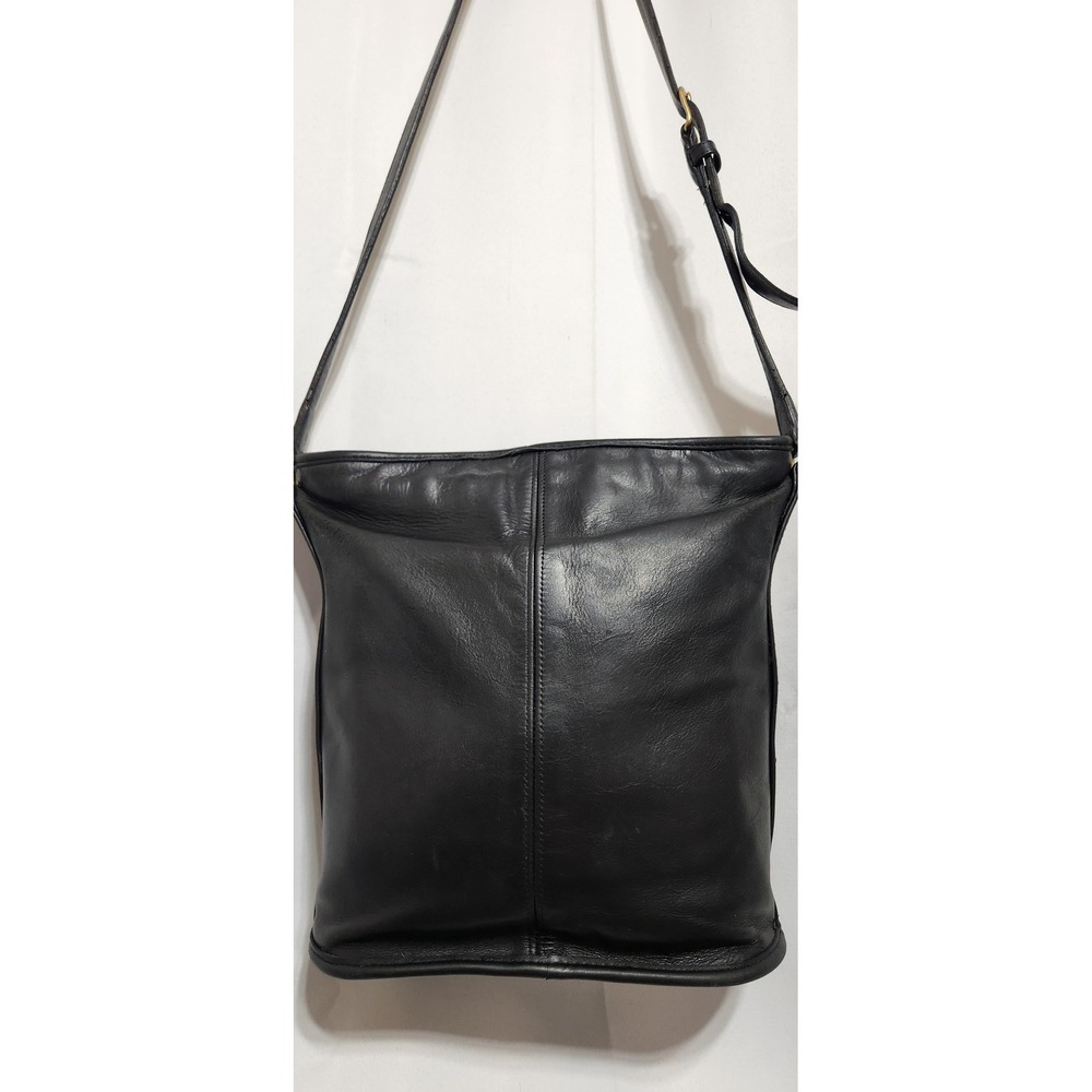 Vintage Coach Black‎ Leather Crossbody Bag USA Made 0541-030 Brass Hardware